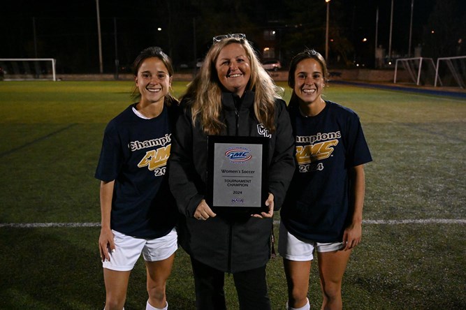 Celebrating with the Columbia Cougars women's soccer after they won their 10th straight conference title.